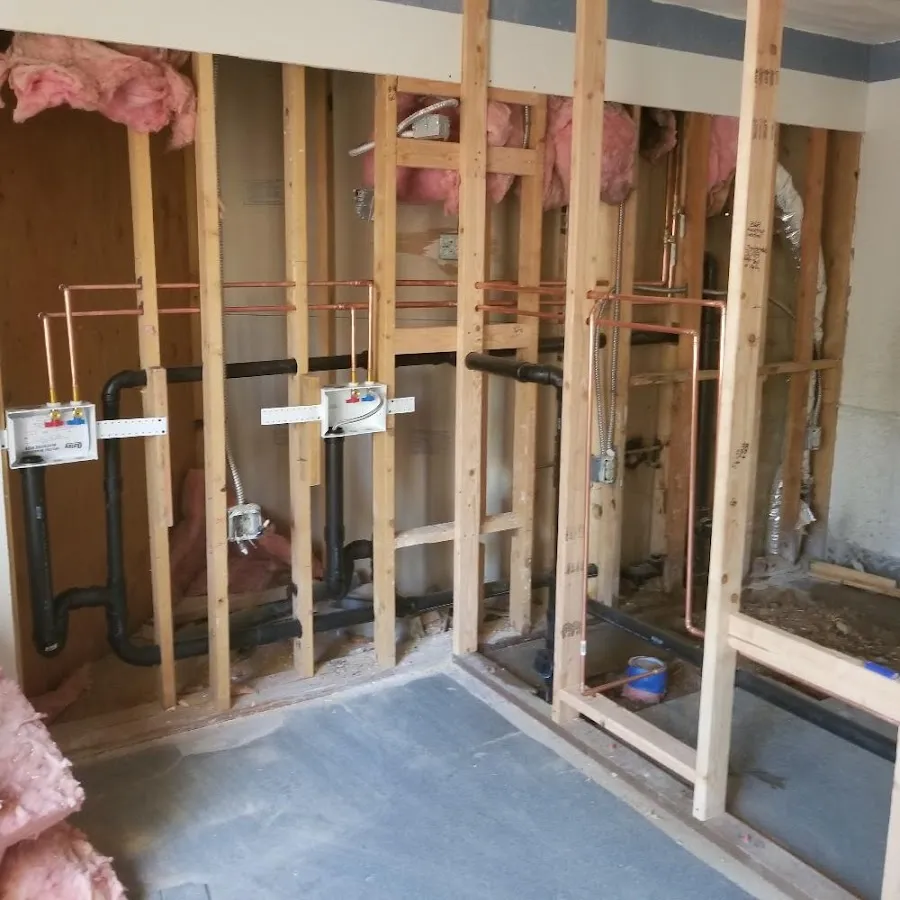 Copper pipe rough-in and plumbing installation in Zionsville